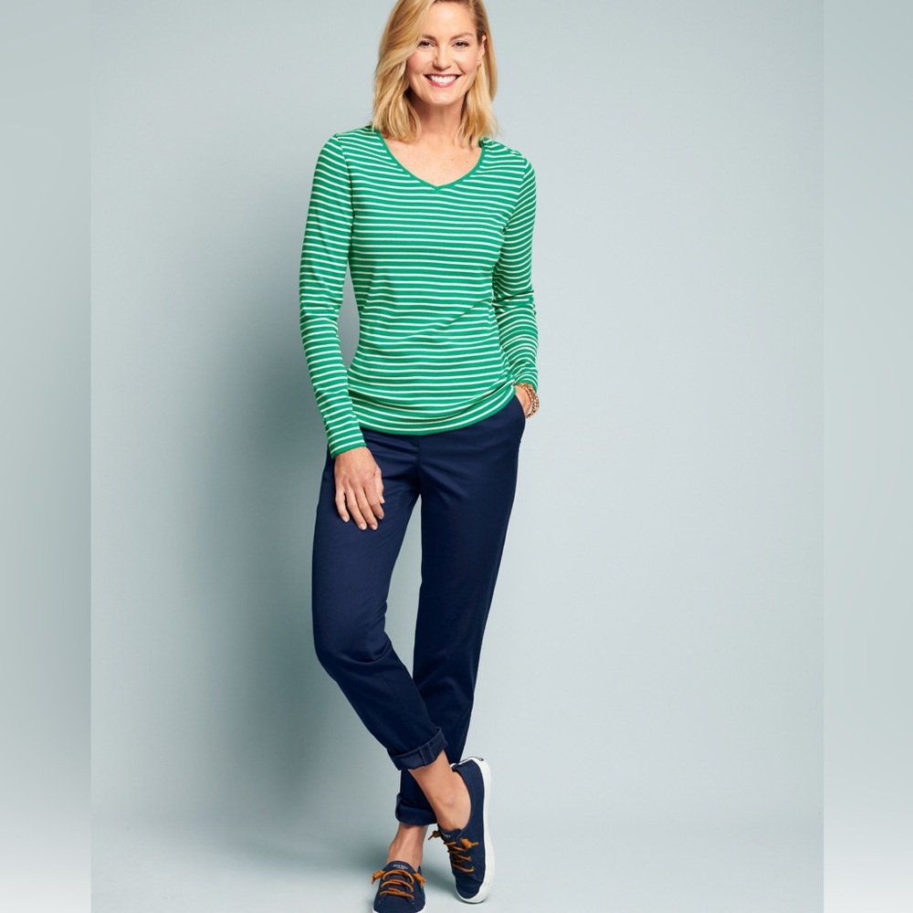 Talbots ‘Girlfriend Chino’ Navy Pants Size 8 Mid Rise Cotton Blend